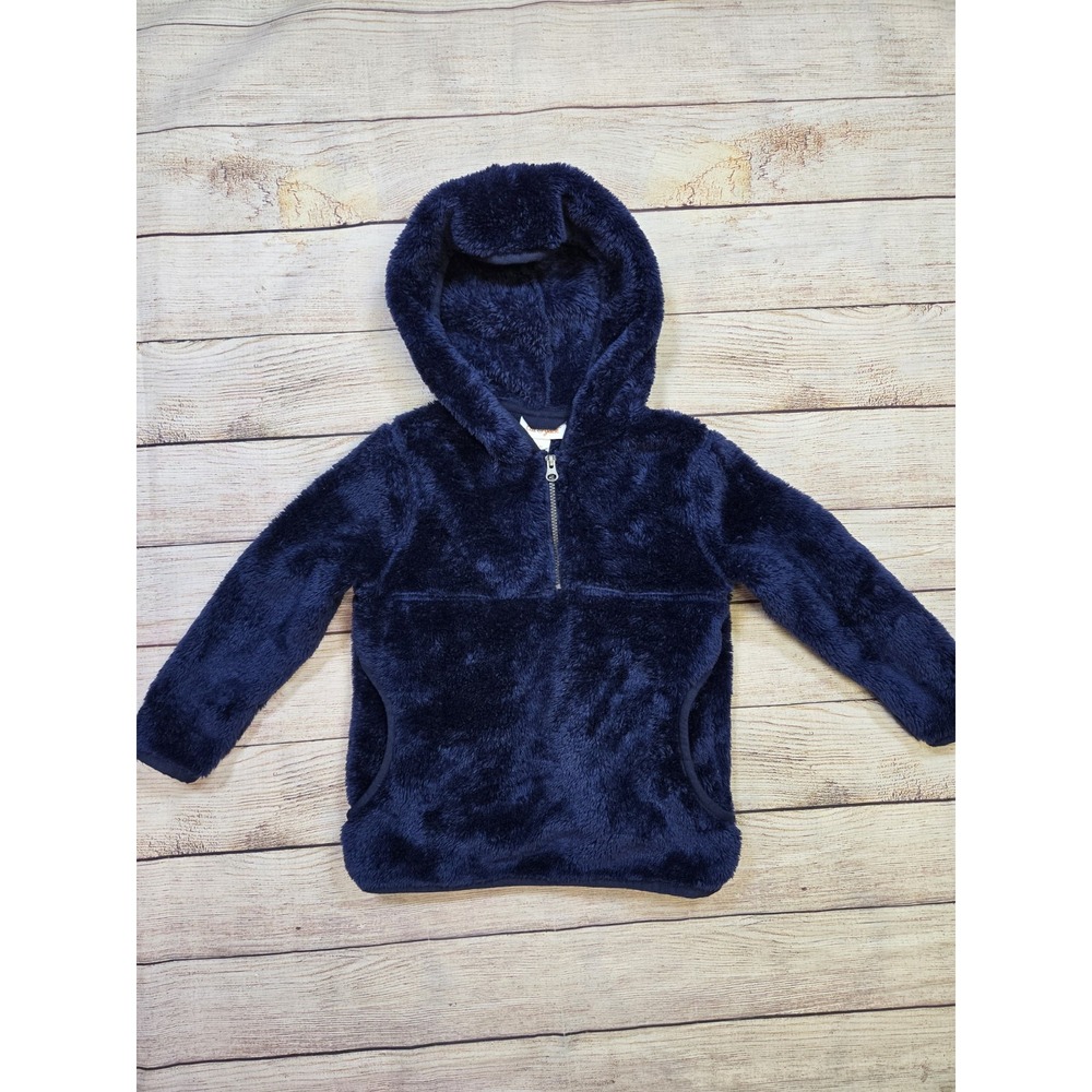 Cat & Jackl Kid's Teddy Bear Fleece Hoodie Size‎ 3T Navy Blue Plush Pullover